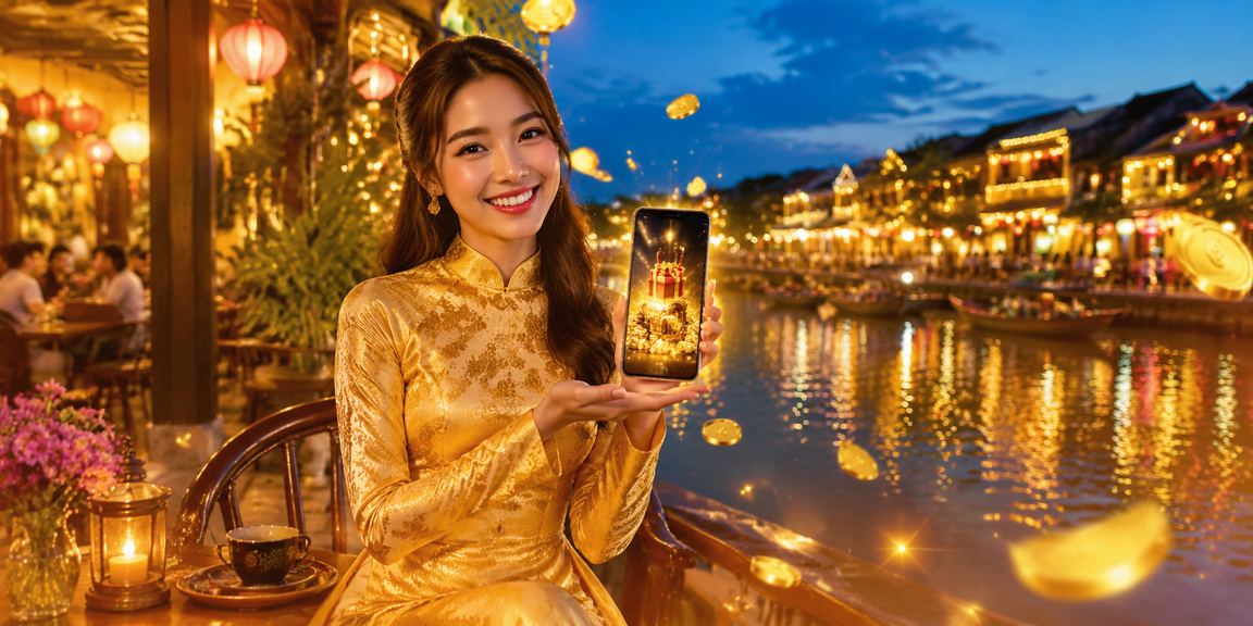 Cảnh phố đèn lồng Hội An vào ban đêm minh họa đăng nhập 5575